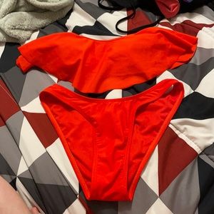 Bright red bikini